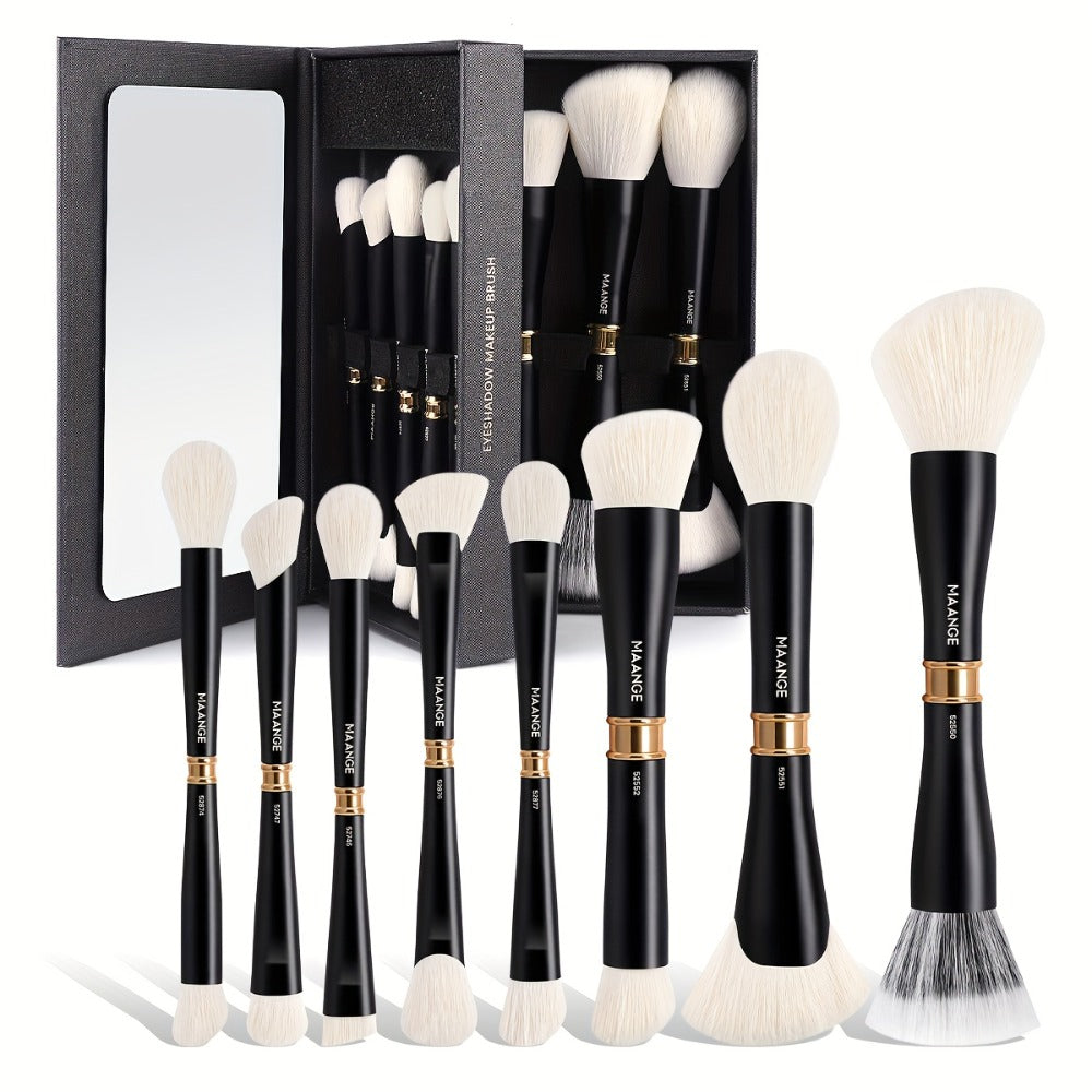 Makeup Brush Set, 8-Piece Double-Ended Collection with 16 Brush Heads, Aluminum Alloy Handles and Storage Box — image 8