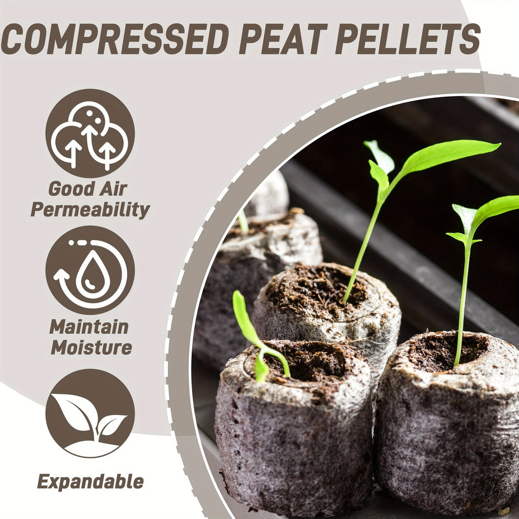 Peat Pellets Seed Starter 35mm Compressed | 50/100pcs Expandable Coir Discs for Seedlings Vegetables Flowers Herbs | Indoor O