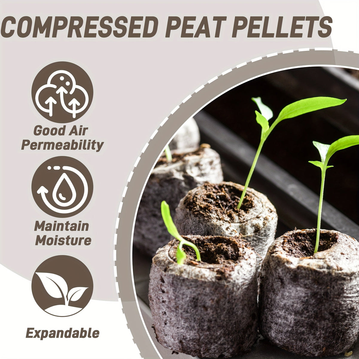 Peat Pellets Seed Starter 35mm Compressed | 50/100pcs Expandable Coir Discs for Seedlings Vegetables Flowers Herbs | Indoor O