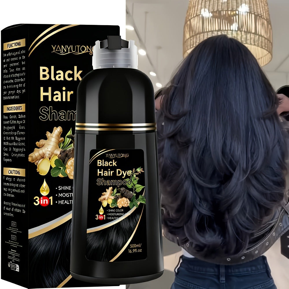 Hair Dye Shampoo, YANYUTONG 500ml Bottle with Black, Brown, Chestnut Brown and Red Shade Options — image 2