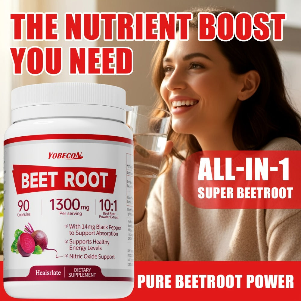 Dietary Supplement Beet Root 1300mg Vegetarian Capsules with One-, Two- or Three-Bottle Options — image 9