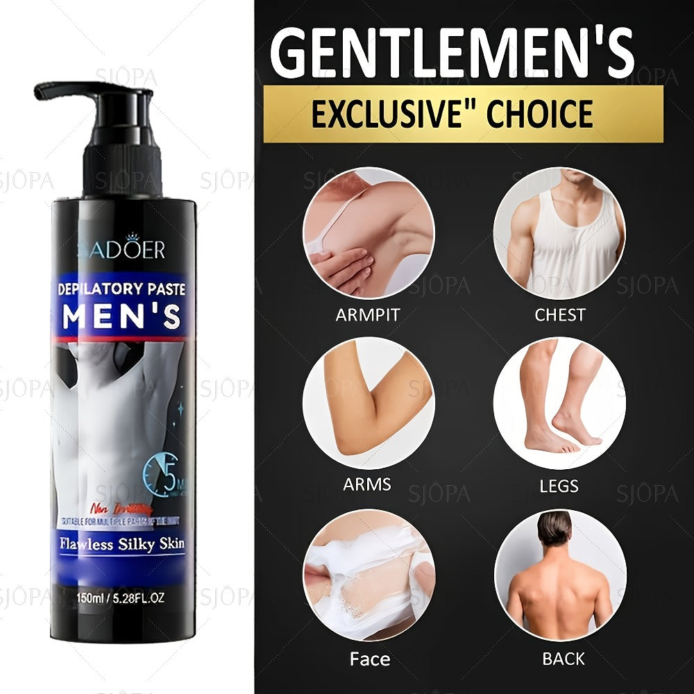 Hair Removal Cream ADOER 150ml Pump Bottle for Men’s External Chest Back Arm and Leg Grooming — image 7