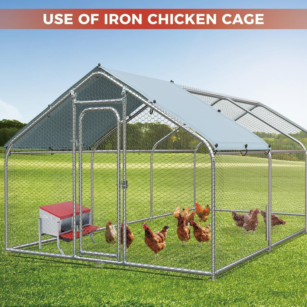 Chicken Nesting Box 3-Hole Metal Wall Mount, Auto Egg Collector Coop for Garden, Patio and Yard Use — image 4