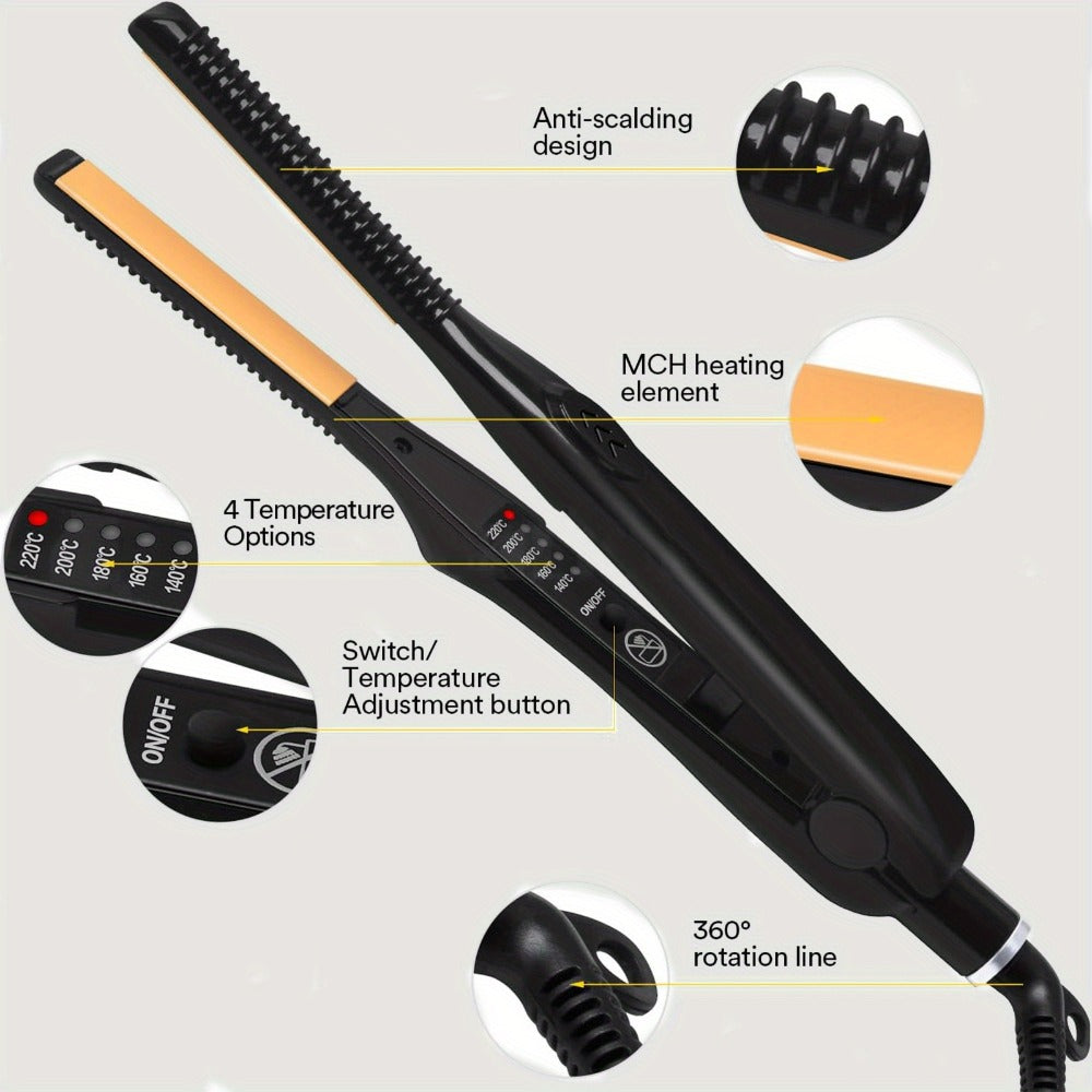 Root Crimper and Straightener Hair Styling Tool with Four Temperatures and Ceramic Plates in Black — image 2