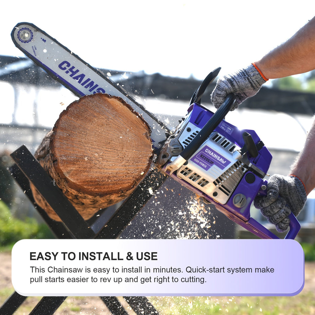 Chainsaw, Gas Powered Forestry Wood Cutting Farm Yard for Garden, Patio and Yard Use, with the Listed Configuration — image 2