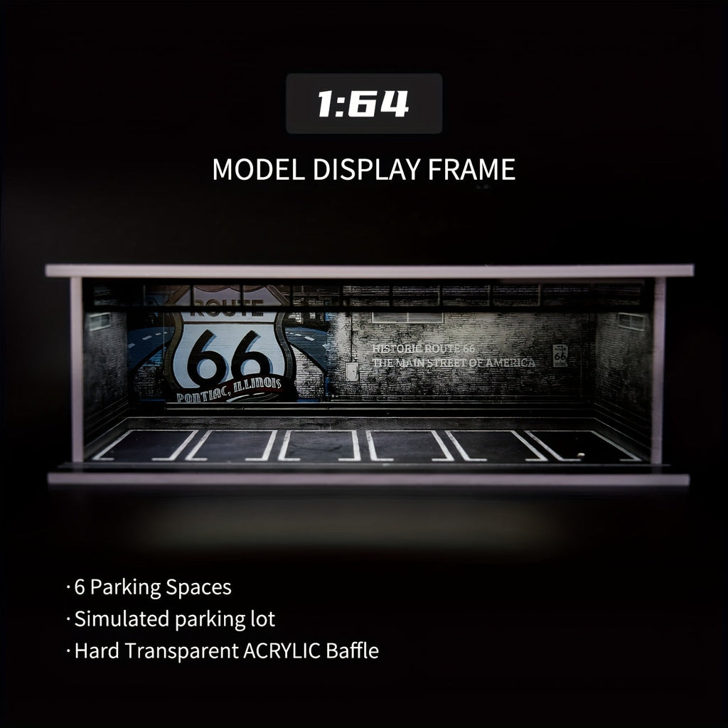 1:64 Diecast Car Display Case with LED Lighted Garage Diorama, Expandable Showcase for 6 Model Cars — image 9