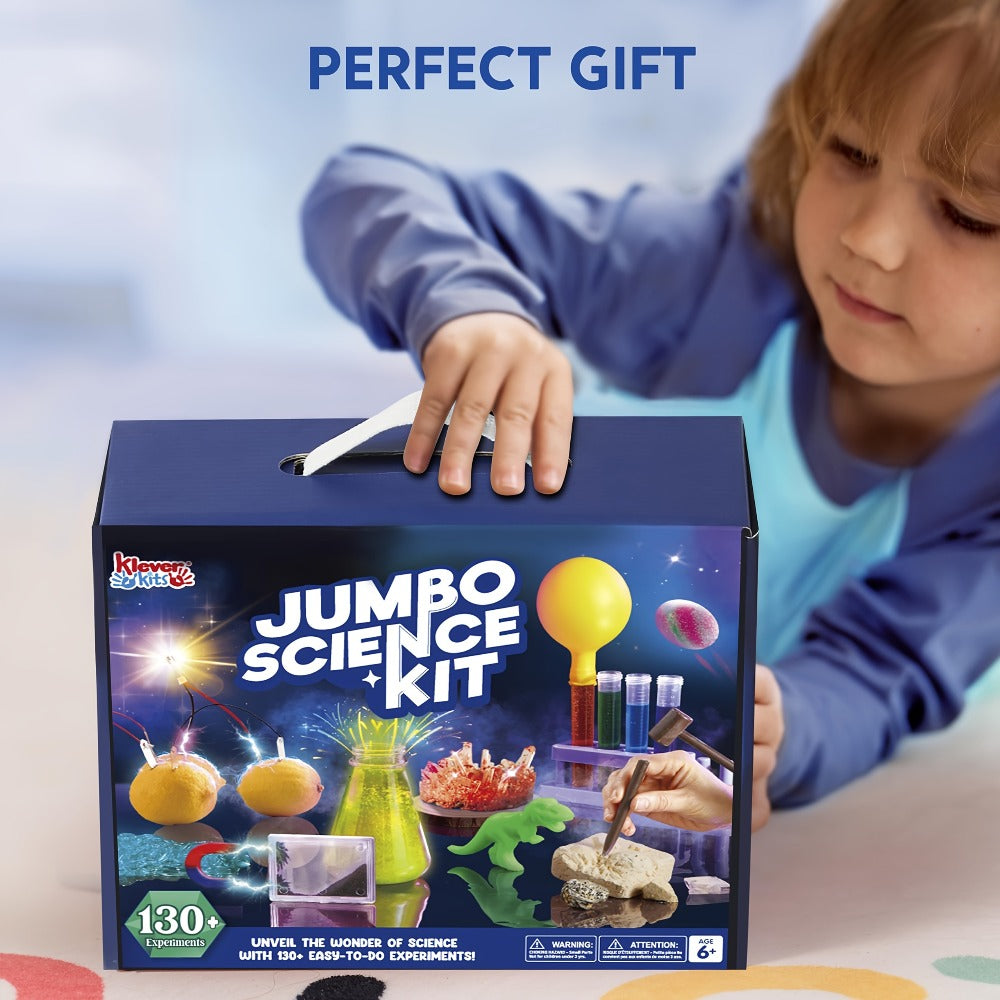 Jumbo Science Kit for Kids 130+ Experiments, STEM Chemistry Set with Crystal Growing Glowing Bulb Fossil Dig Soap Making — im