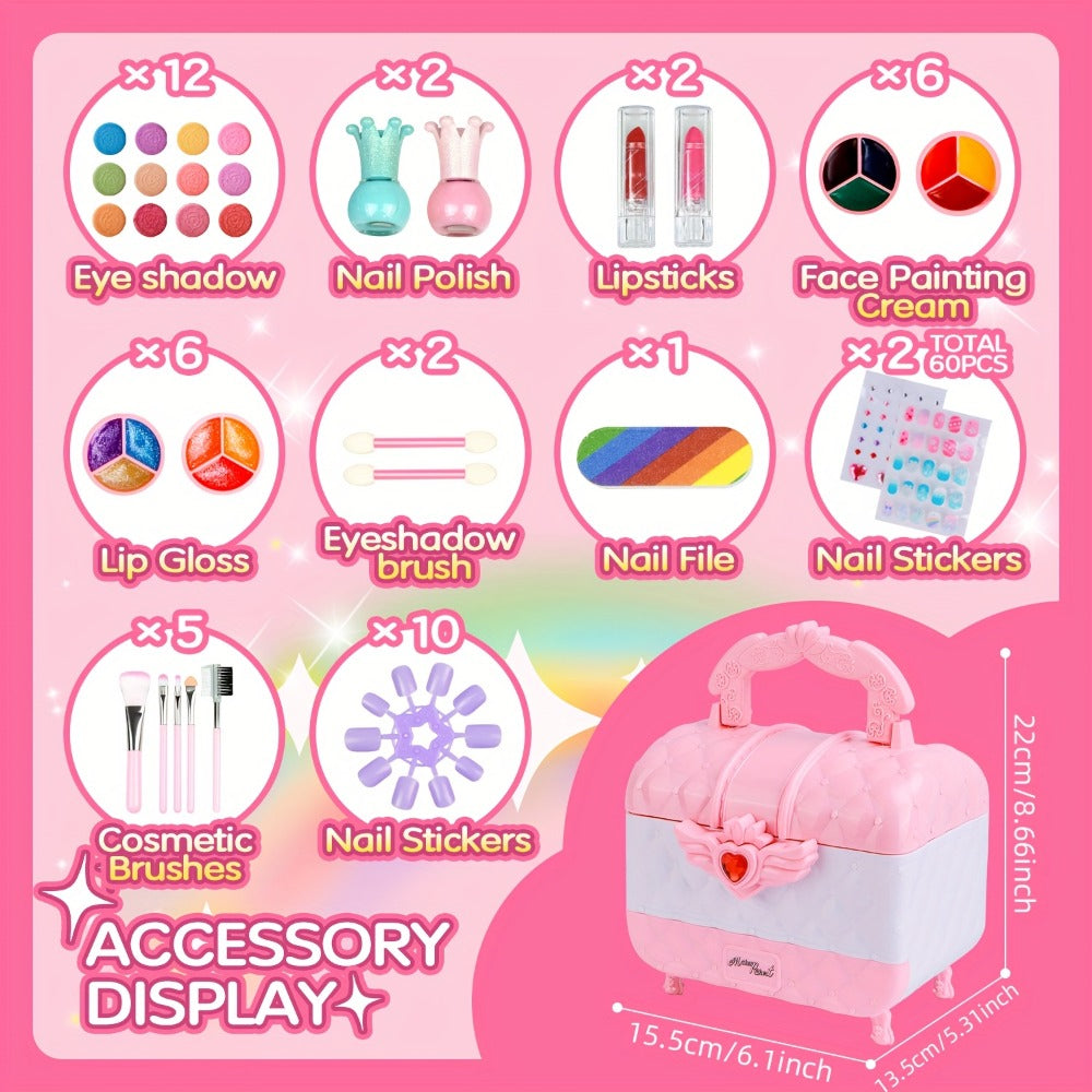 Kids Makeup Kit for Girls Ages 5-12, 48PCS Princess Pretend Play Cosmetics Set, Eyeshadow, Blush — image 4