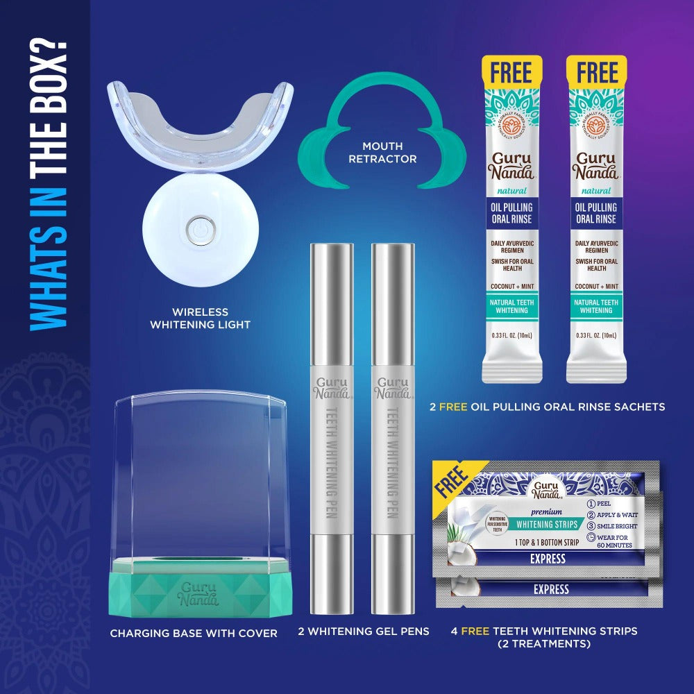 Wireless 16-LED Teeth Whitening Mouthpiece Kit with Two Gel Pens, Cleaning Case and Accessory Packs — image 6