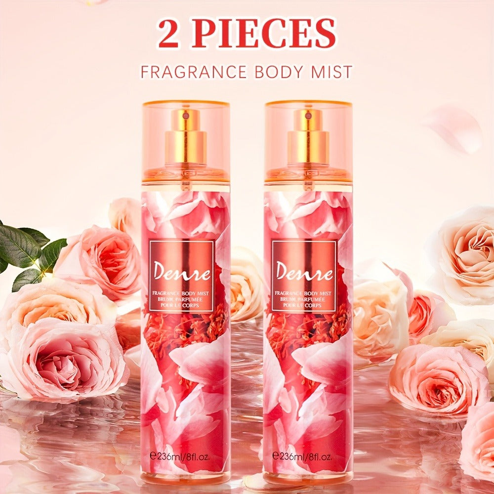 Body & Hair Fragrance Mist for Women 2PCS Set - Perfume Spray 8 fl oz, Fruity Floral Scents Peach Pear Cherry Blossom — image