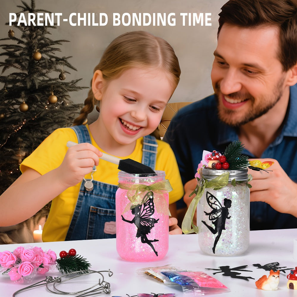 Fairy Mason Jar Lantern Craft Kit for Two Lights with Color-Changing LED Candles and Remote Control — image 4