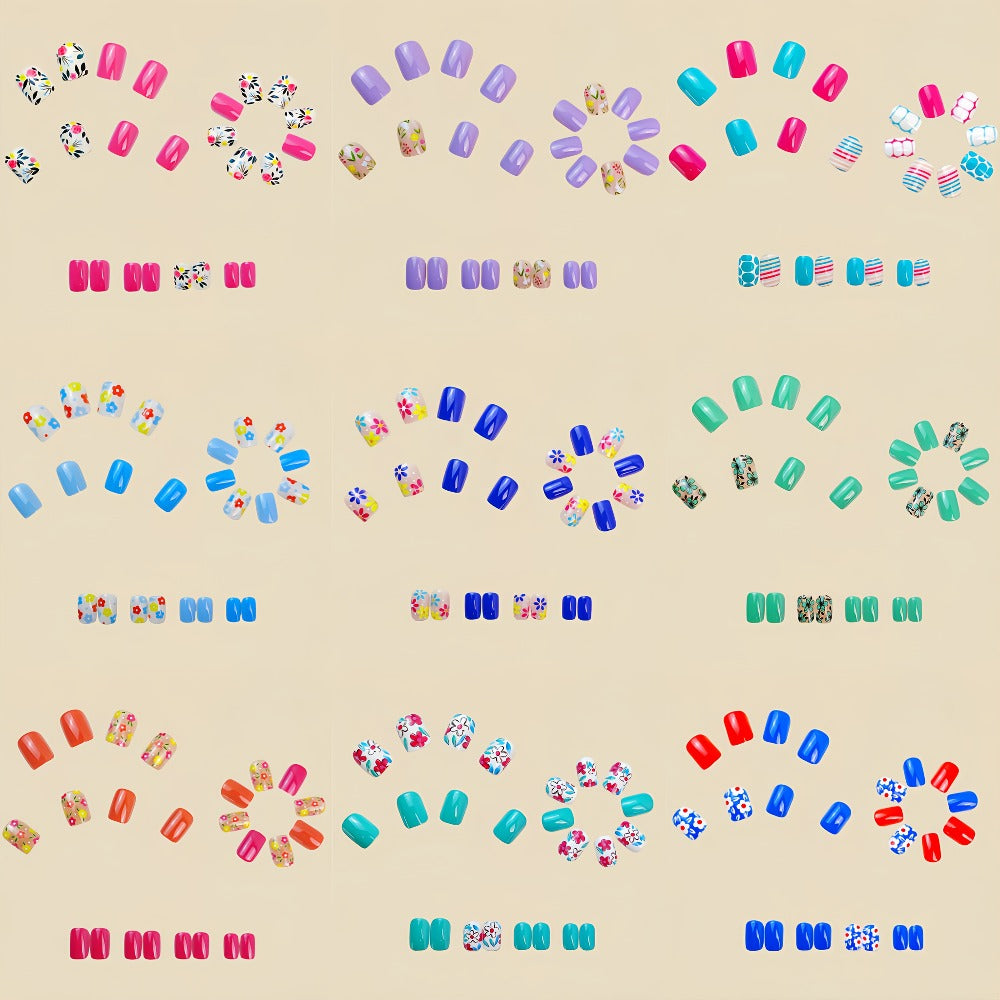 Press On Nails 216-Piece Short Full-Cover Set with Floral, Plant and Flower Designs for Spring and Summer — image 2