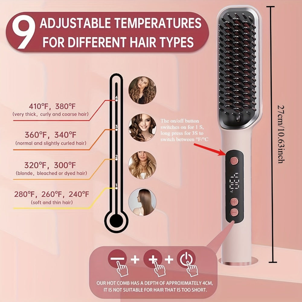 Heated Straightening Brush with Display in White, Grey, Champagne or Purple and Accessory Set — image 6