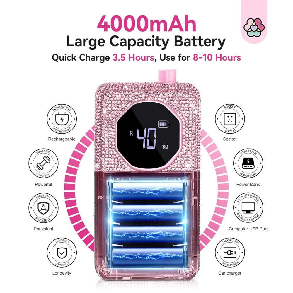 Electric Nail Drill 40000 RPM Rechargeable Professional Nail Drill Machine 4000mAh Battery LCD Display Ceramic Bits Sanding B