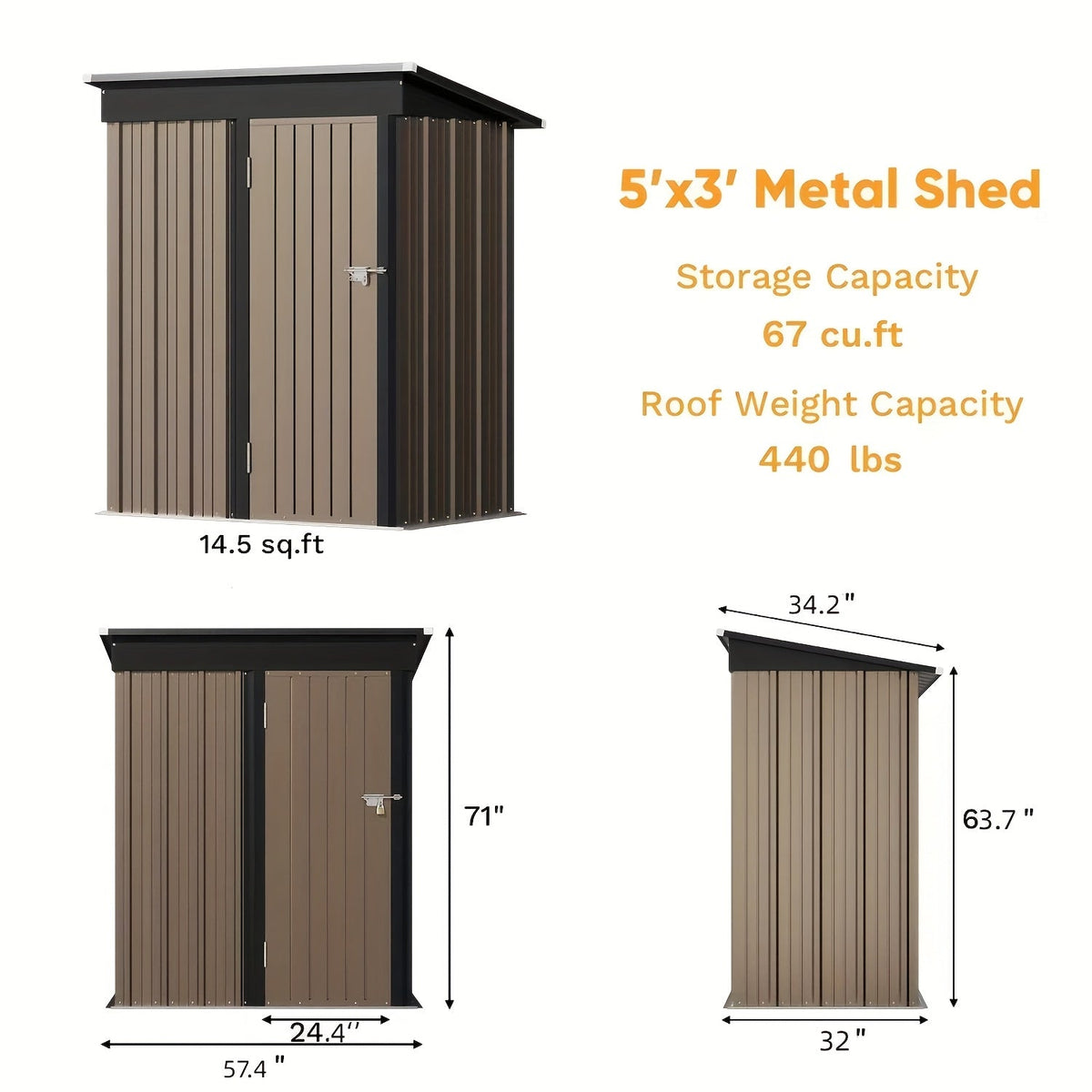 Garden Storage Shed, Metal Lockable Tool Backyard Compact for Garden, Patio and Yard Use, with the Listed Configuration — ima