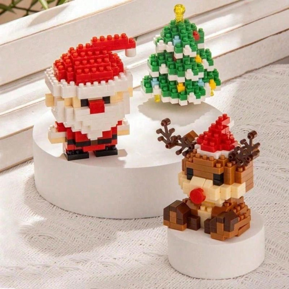 Building Block Set Christmas Mini Figures, 1052 Pieces Across 6 Boxes with Santa, Elf, Reindeer, Snowman and Tree Models — im