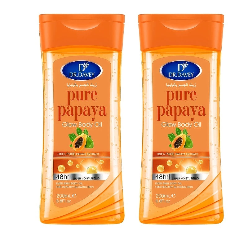 Papaya Glow Body Oil, Two-Piece Set of 200ml Flip-Top Bottles with Coordinated Orange Labels — image 11