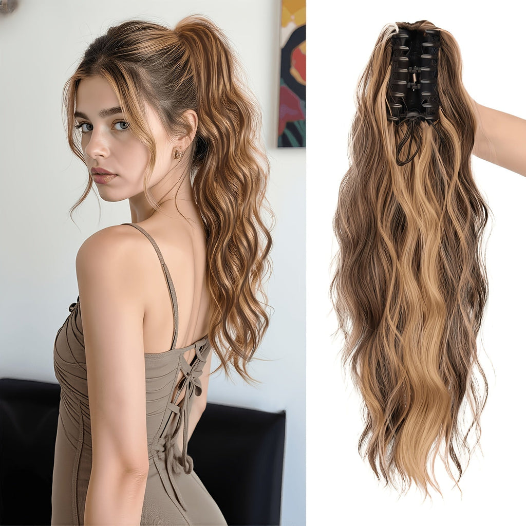 Hair Extensions Water-Wave 16-Inch Synthetic Ponytail with Claw Clip and Eight Color Options for Quick Attachment — image 1