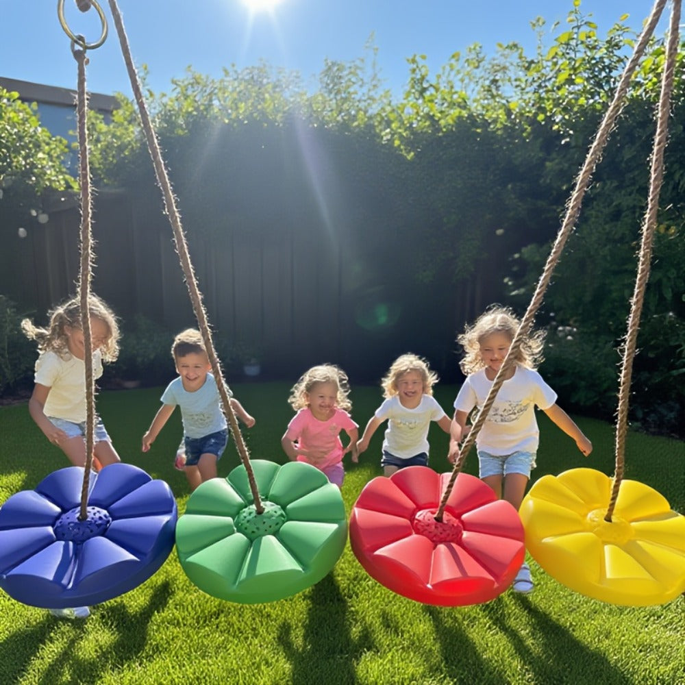 Flower Shaped Outdoor Swing Set 2 Pack Kids Backyard Hanging Swing Seat with the Listed Color, Size or Set Options for Everyd