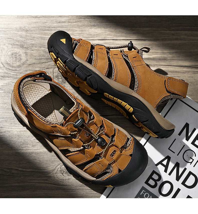 Top Layer Leather Plus Size Men's Beach Sandals