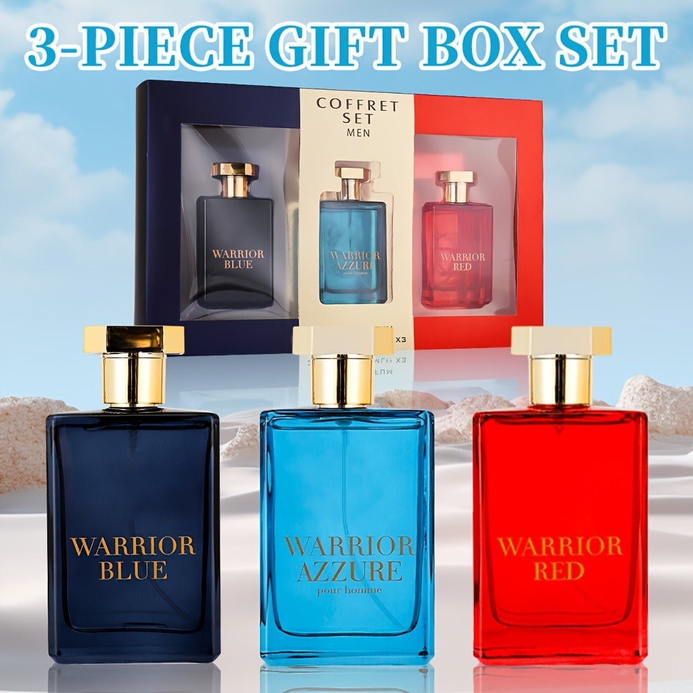 Eau de Toilette Warrior Blue 100ml Spray for Men with Single Bottle or Three-Piece Color Gift Set — image 1