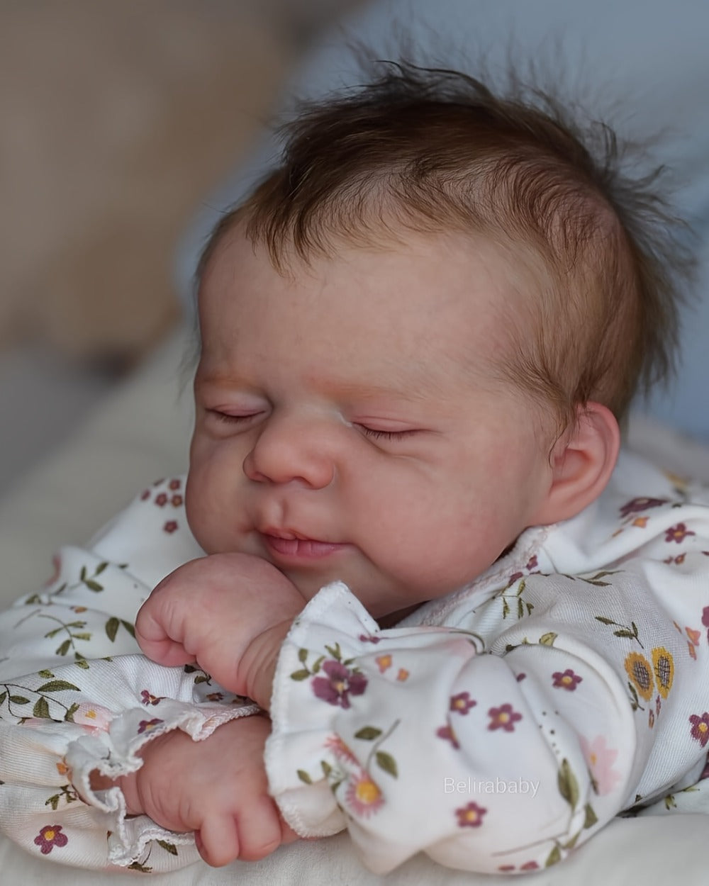 Reborn Doll, 19-Inch Full-Vinyl Sleeping Figure with Hand-Rooted Hair and Floral Outfit Set — image 10