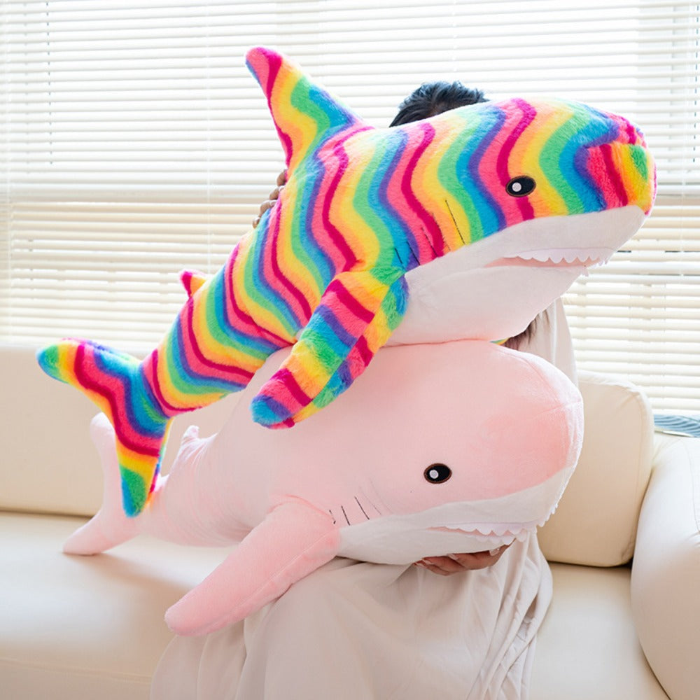 Plush Toy Jumbo Shark Pillow 24-Inch in Blue, Grey, Blue-Pink or Rainbow Colorways and Ocean Decor — image 21
