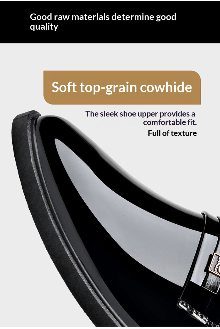 Dress Leather Shoes With A Mirror Like Slip On Design