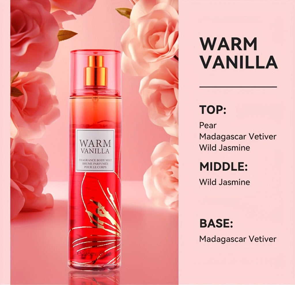 Body & Hair Fragrance Mist for Women 2PCS Set - Perfume Spray 8 fl oz, Fruity Floral Scents Peach Pear Cherry Blossom — image