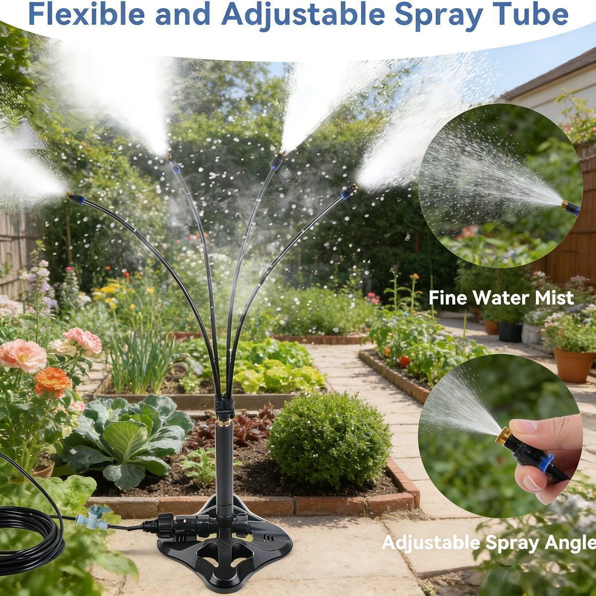 Outdoor Misting System – Standing Patio Mist Fan Cooling Sprinkler for Garden, Courtyard & Dust Suppression — image 5