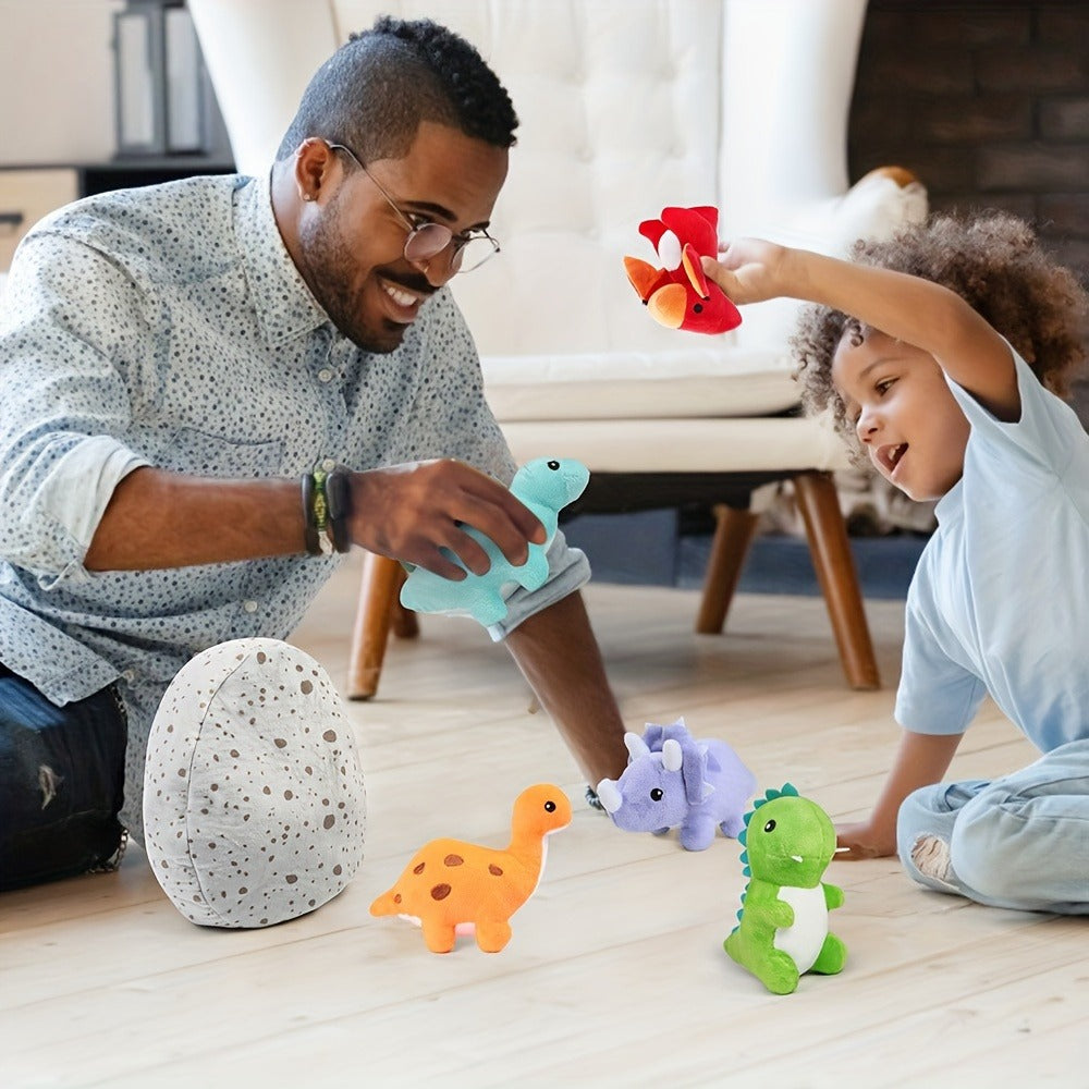 Dinosaur Stuffed Animals 5-Pack Plush Dino Set with Egg Carrier Bag, T-Rex Triceratops Stegosaurus Pterodactyl Brachiosaurus 