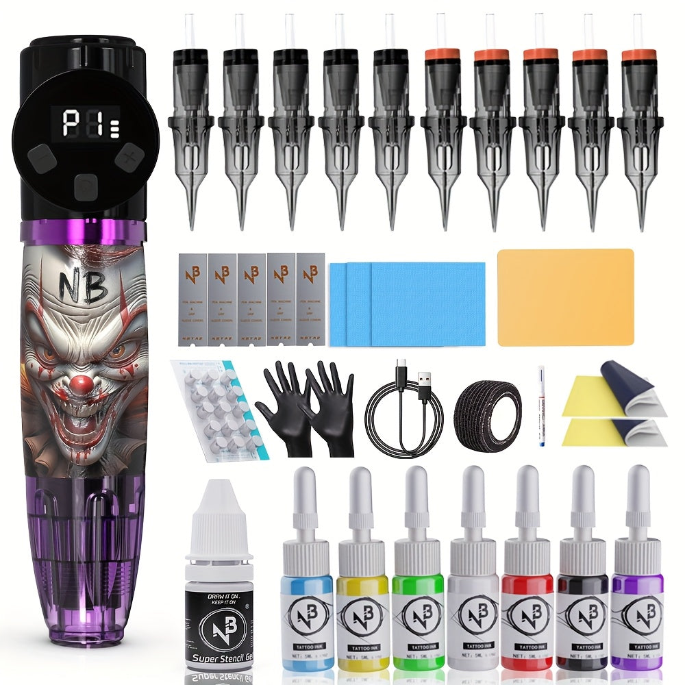 LCD Display Tattoo Machine Kit Complete Set INKSOUL Rotary Tattoo Gun with Voltage for Temporary Body Art, Festivals and Cost