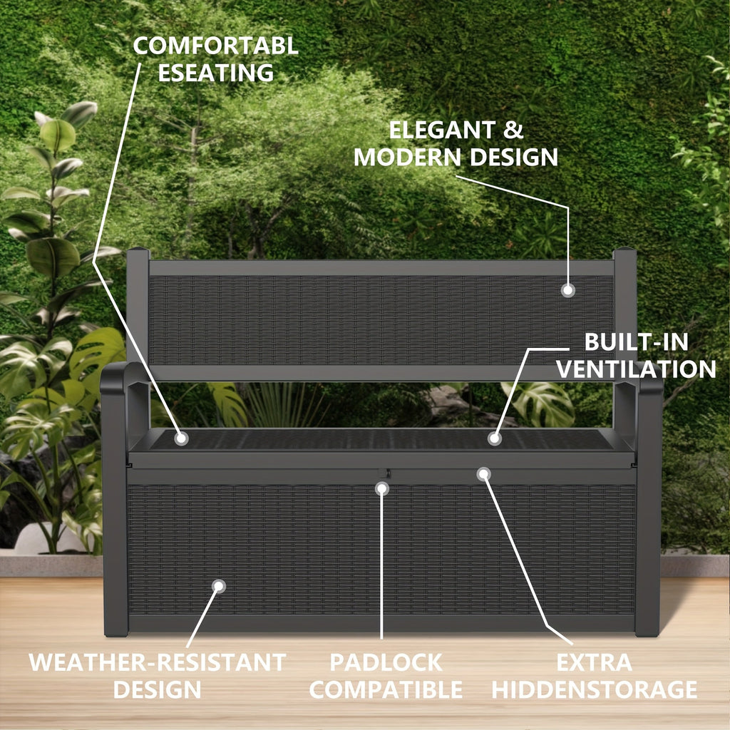 Deck Box | Outdoor Storage Bench Patio Rattan Pool Tools 400 LB Seat — image 4