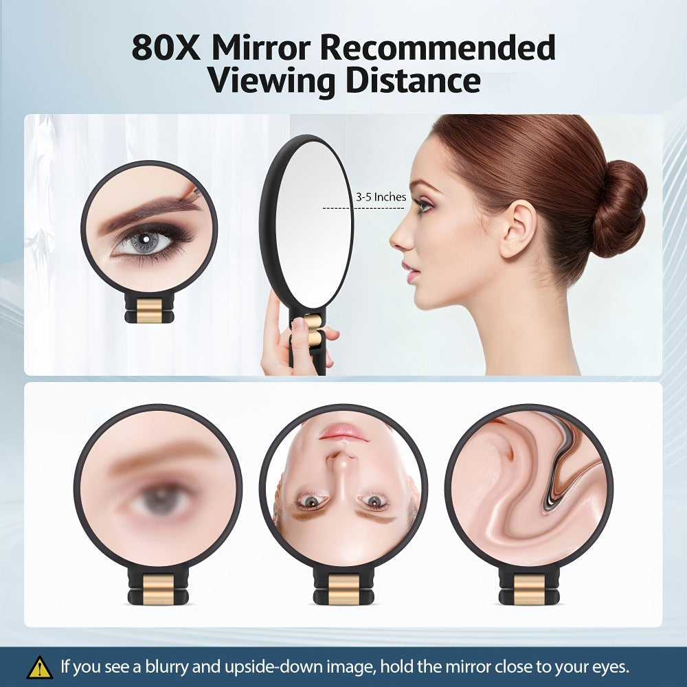 Magnifying Mirror 80X for Makeup & Skincare, Handheld 1X-80X Magnification Mirror with 360° Adjustable Handle — image 8