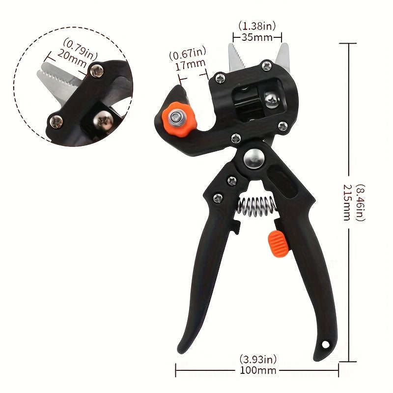 Two-in-One Grafting and Pruning Shears, 8.46 Inches with Mounted Cutter, Base and Two Spare Blades — image 3