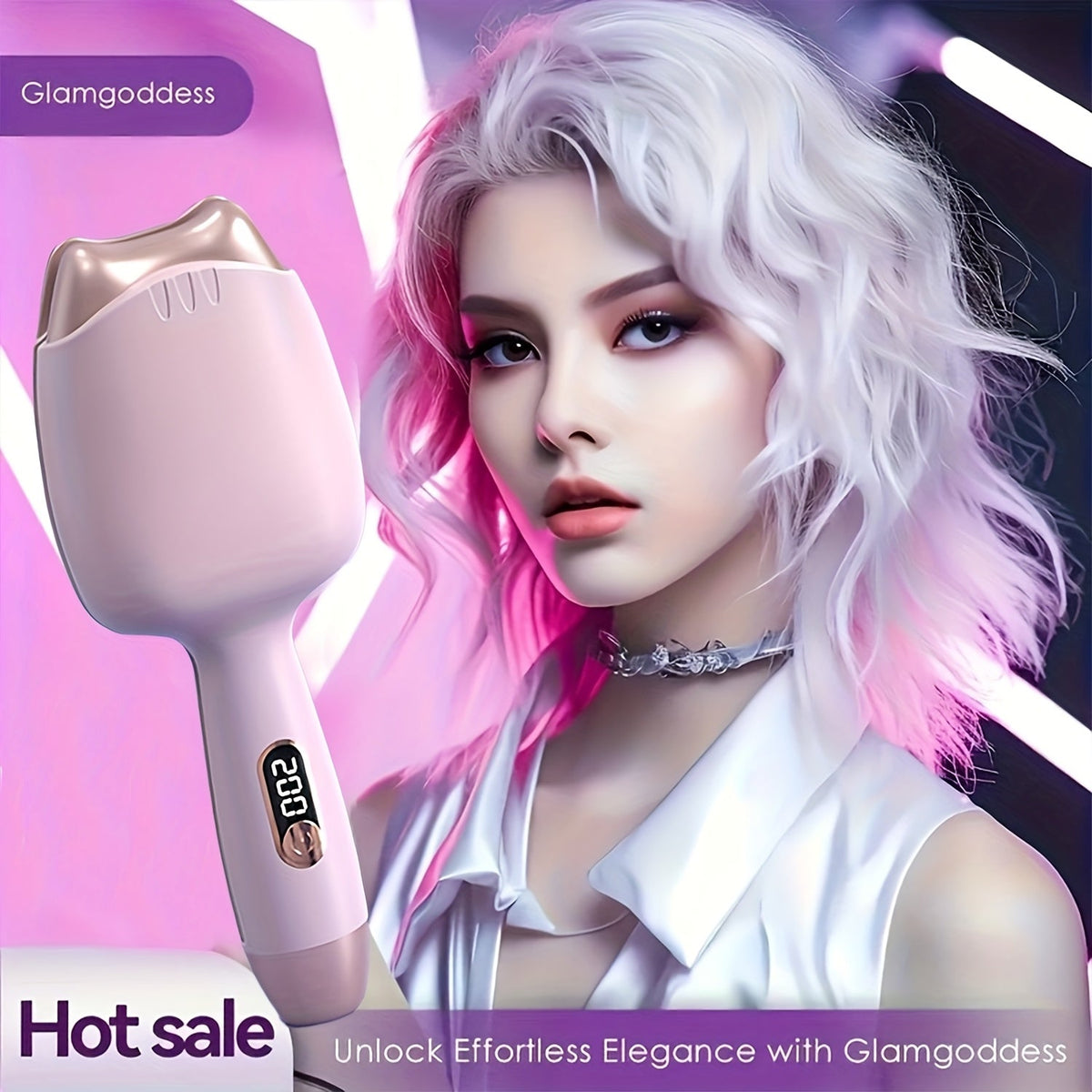 32mm Curling Iron Negative Ion Mini Portable Cat Ears Curler 3-Heat Settings Fast Heating, for Home, Travel and Salon Hair St