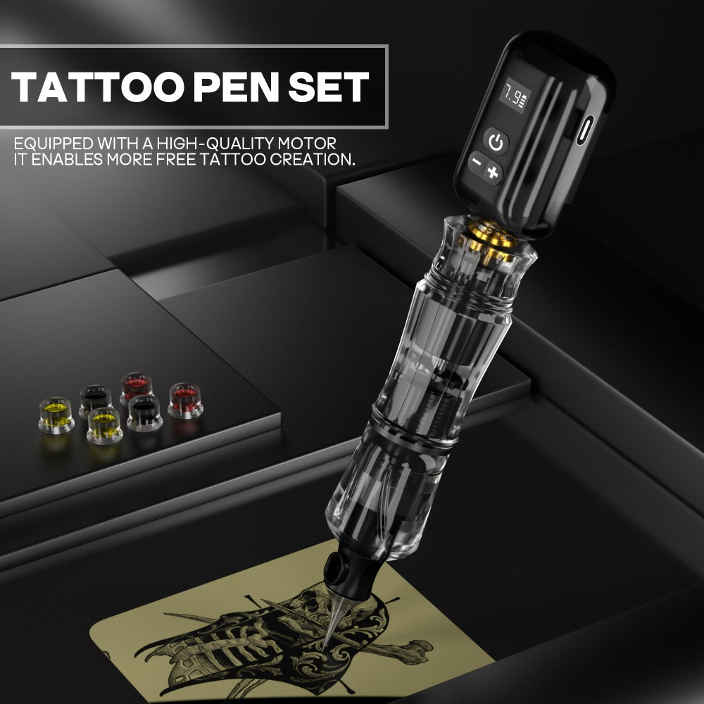 Tattoo Machine Kit POSEIDON PS090-161 Wireless Rotary Pen with 1400mAh Battery, Display, 10 Cartridges and 6 Inks — image 10