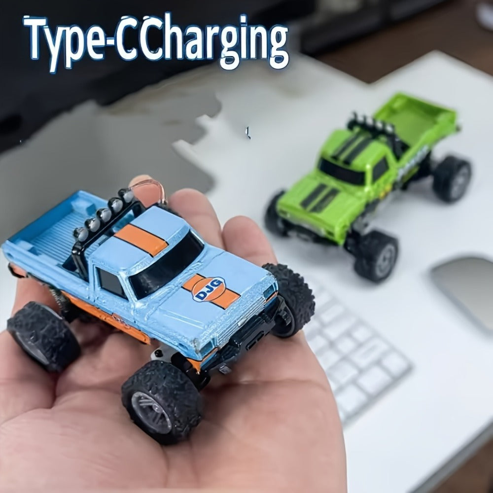 Remote Control Car, 1:64 Scale Alloy Mini Off-Road Truck with 2.4GHz Control, Shock Suspension, Running Lights and Five Color