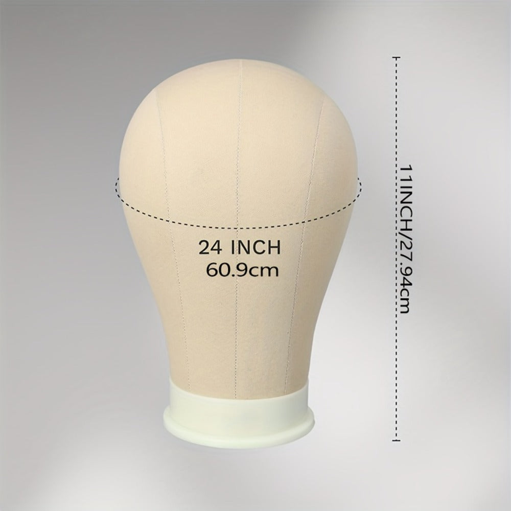 Canvas Mannequin Head for Wig Making with Stand 21 22 23 24 Inch – Complete Set with Needles & Wig Caps, Holes for Styling He