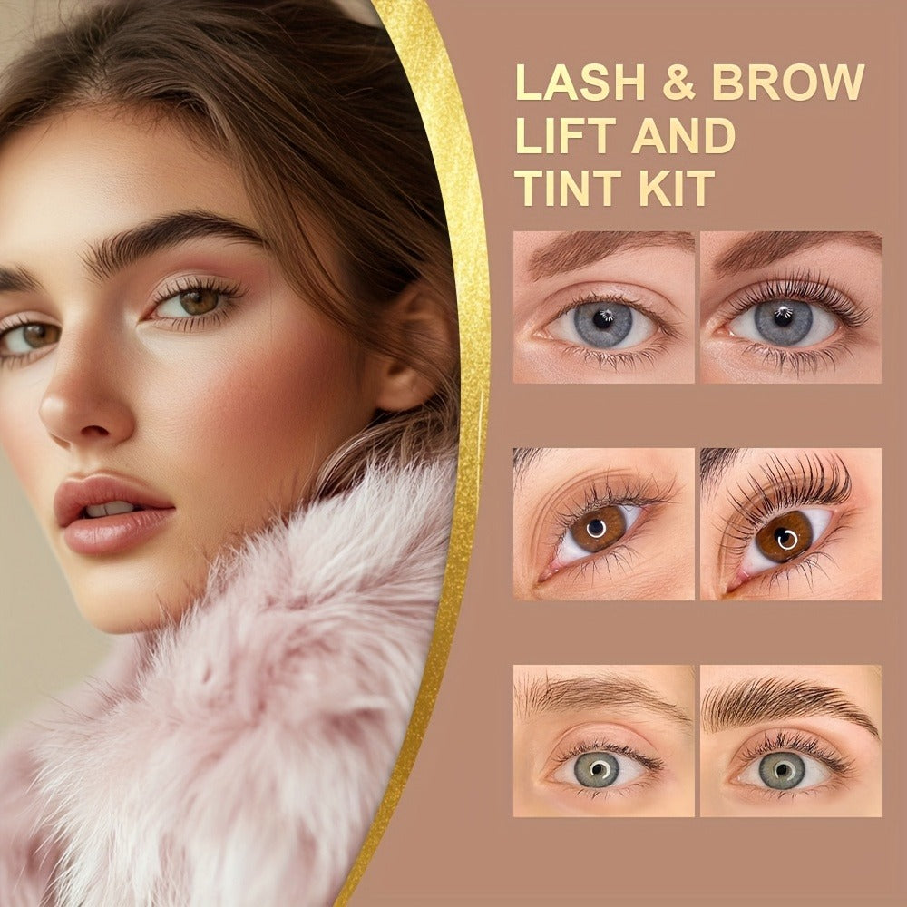 Lash Lift Kit & Brow Lamination Tint Set, 2-in-1 Eyelash Perm & Eyebrow Lamination with Black Brown Tint Dye — image 2