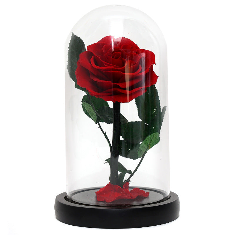 Christmas Valentine's Day Creative Gift Gift for Girlfriend Glass Cover Eternal Flower Gift Box Eternal Rose Gift Ornament