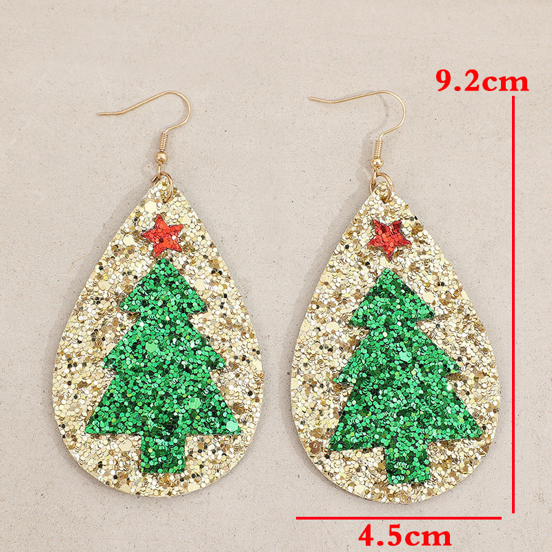 PU Leather Christmas Tree Earrings