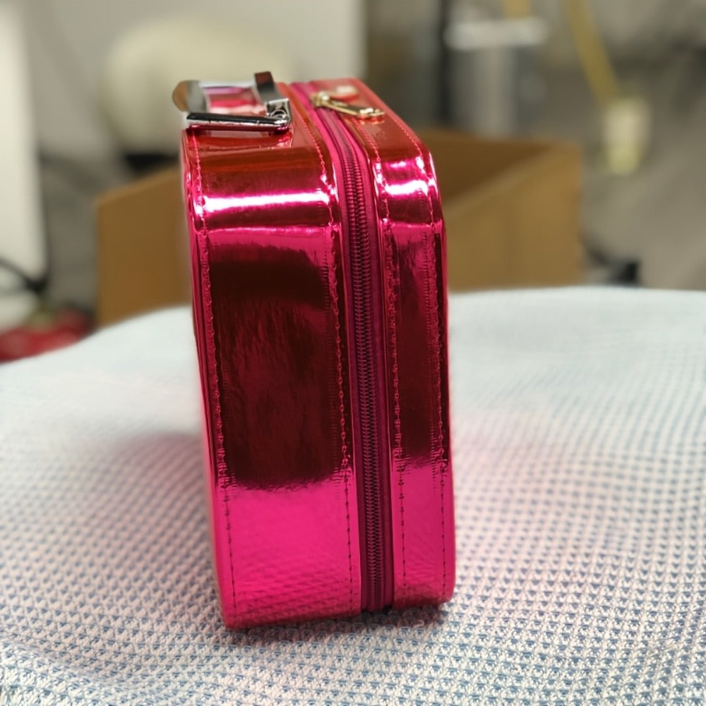 Glitter Makeup Travel Case Hard Shell Large Capacity Flat Lay Organizer Luxury Cosmetic Storage Box for Women Portable Fits i