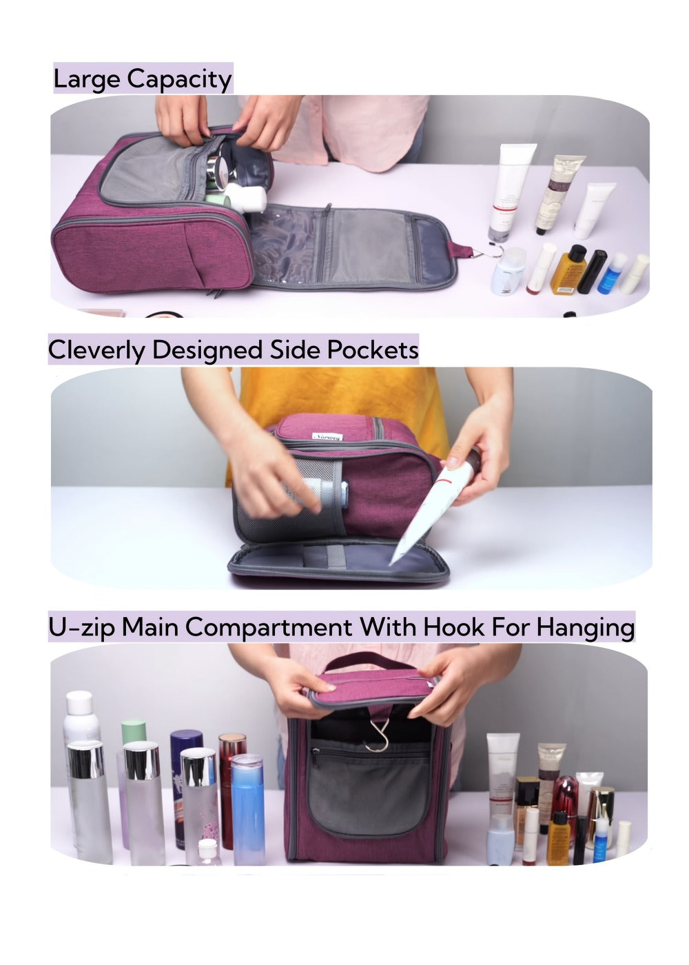 Toiletry Bag Hanging Large-Capacity Makeup Organizer with Hook, Multiple Compartments and 16 Print Options — image 27