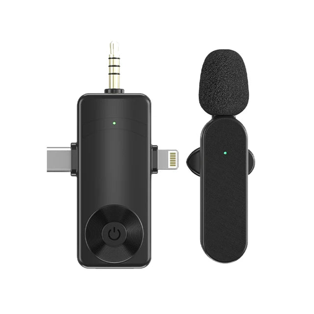 3 In 1 Wireless Lavalier Microphone Plug And Play Intelligent Noise Reduction Mini Mic For iPhone Android Live Broadcast - V.I.P Digital Presence