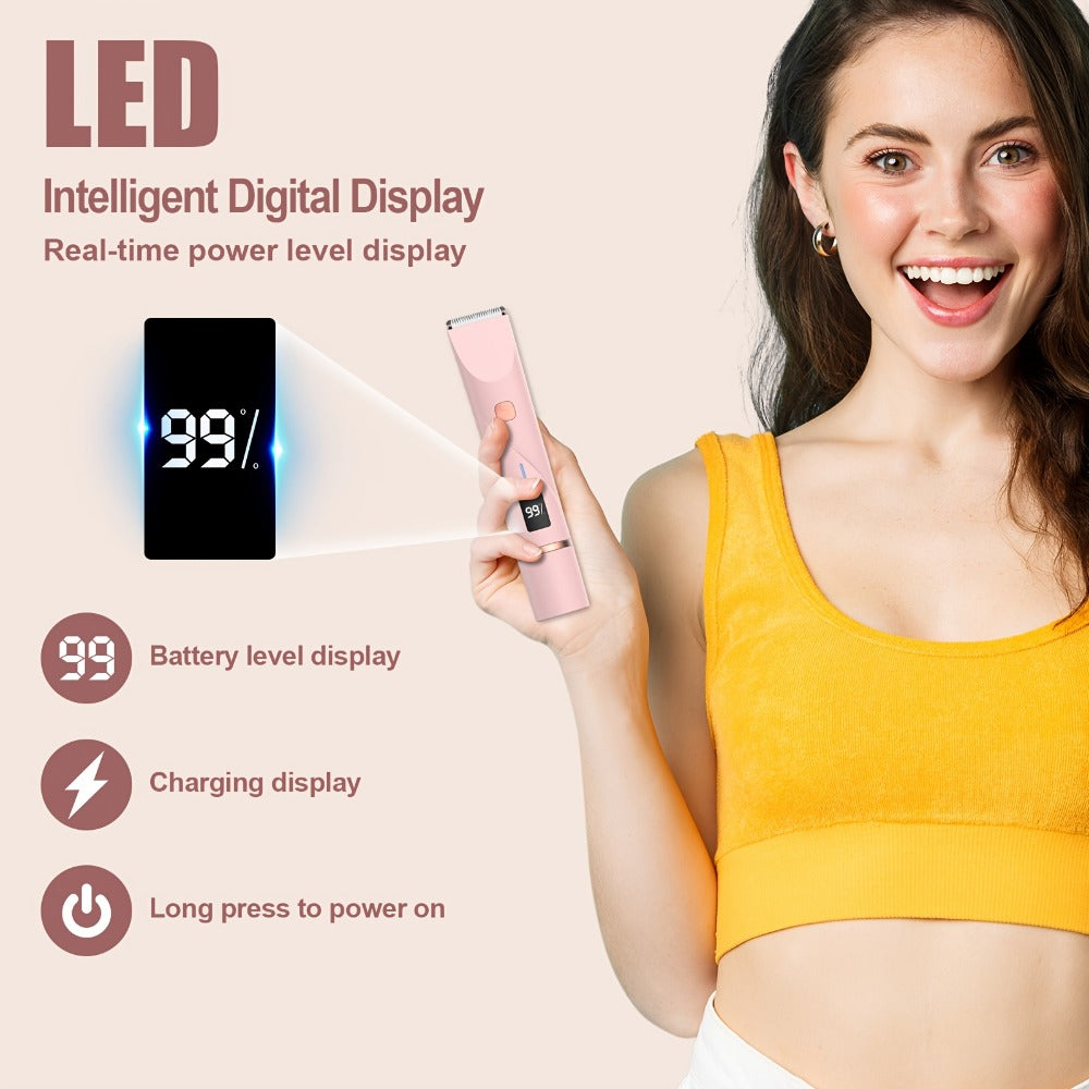 Electric Shaver 2-in-1 Dual-Head Bikini Trimmer with Digital Battery Display and Waterproof Wet/Dry Use — image 9