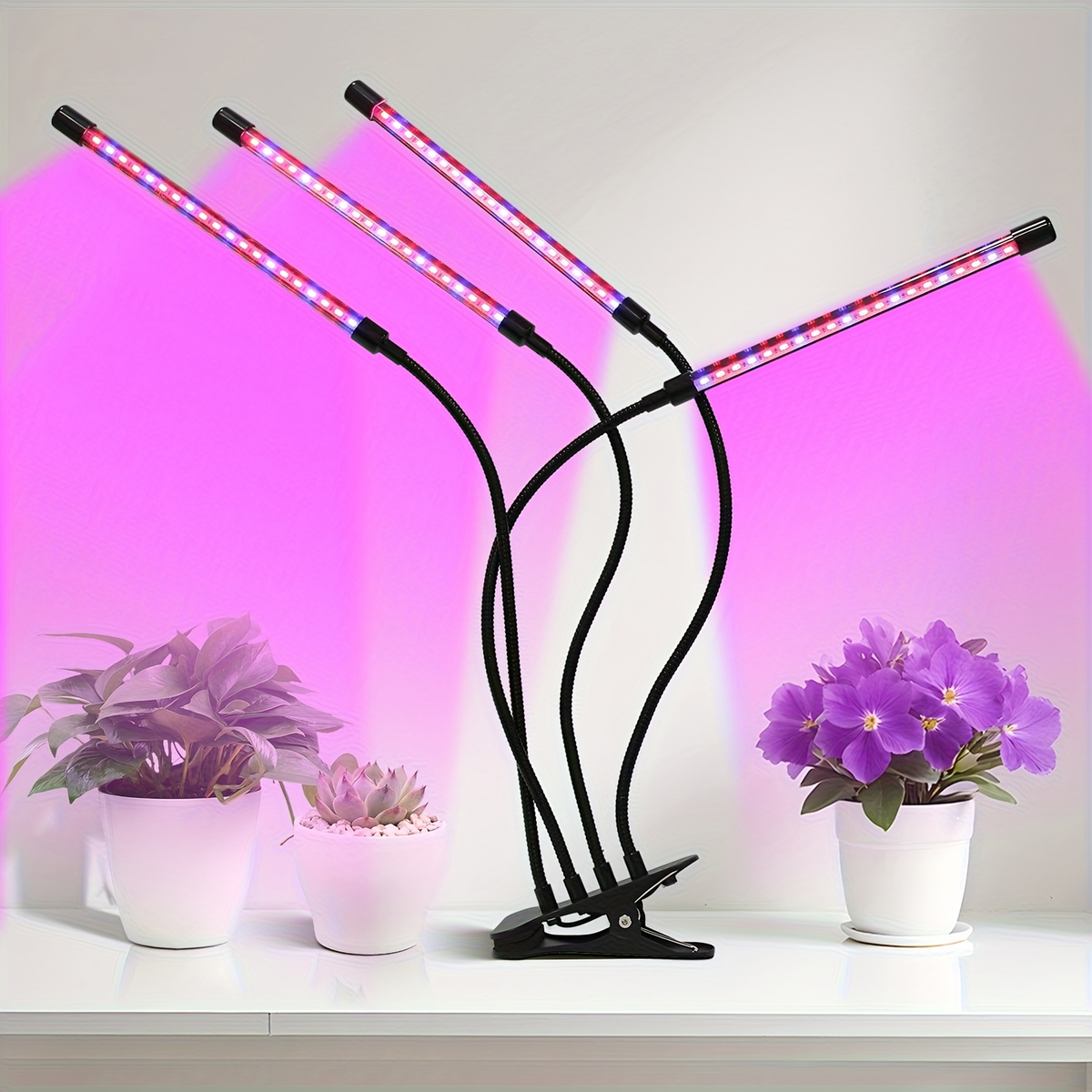 Clamp-On Red Blue LED Plant Lamp with 3, 4 or 5 Flexible Light Bars and USB Control for Shelves — image 13