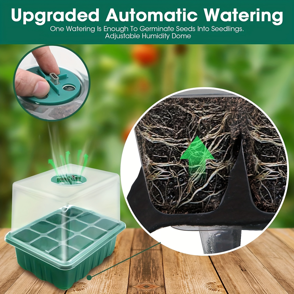 Seed Starter Kit 6-Pack with Grow Light Timing Controller, Adjustable Brightness Thickened Humidity Dome Heightened Lid — ima