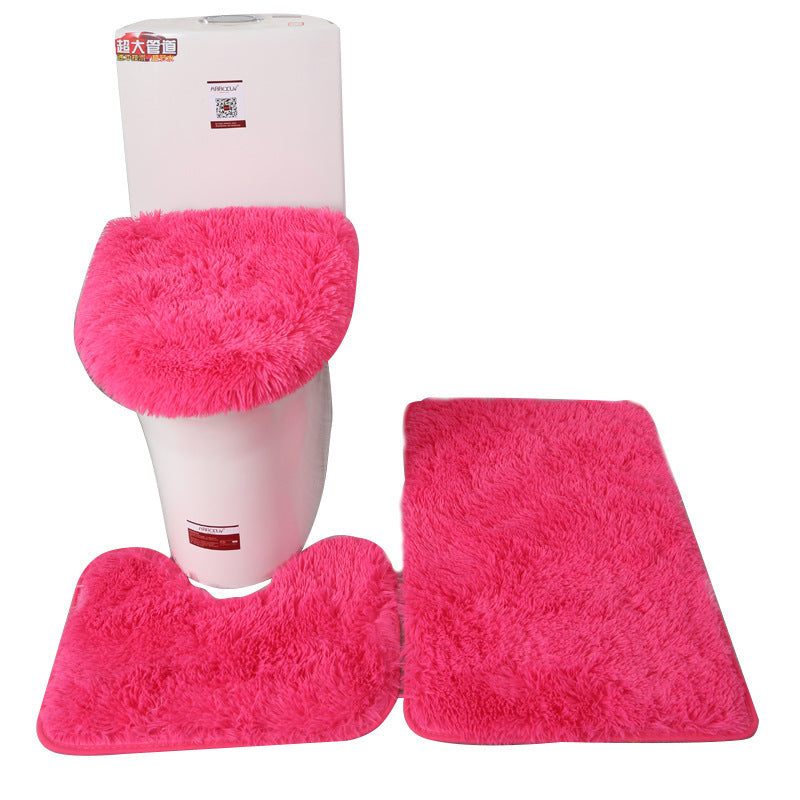 Modern Simple Style Solid Color Toilet Bath Bathroom Three Piece Combination Toilet Floor Mat Household Cross Border Supply