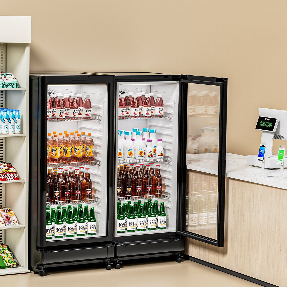 Commercial Merchandiser Refrigerator 5.7 CU.FT Glass Door Beverage Refrigerator
